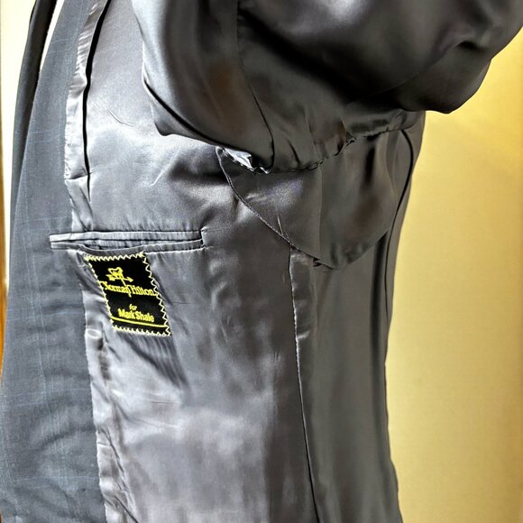 Norman Hilton NWOT Sport Coat Sz 39L Navy Windowpane Slim Fit Blazer Suit Jacket - Picture 4 of 11